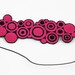 Pop Art Circles White Headband Embroidered