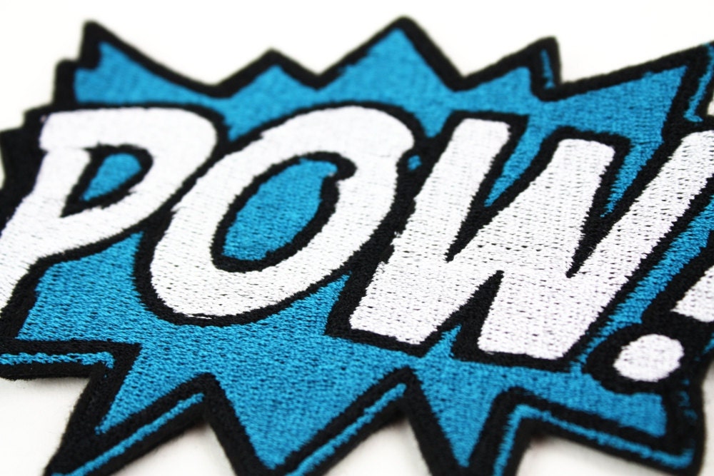 Headband POW, Blue and White, Comic inspired
