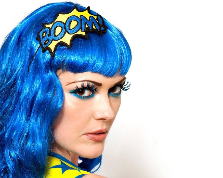 BOOM Headband, Yellow and Blue, Comic Inspired