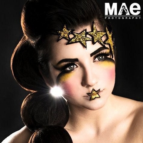 Gold Stars Headband, Glitter, Gold and Black