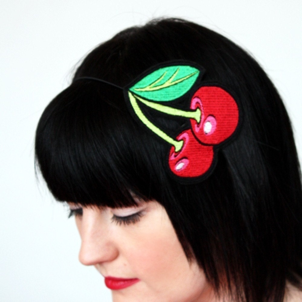 Cherries Headband, Red with hints of Shocking Pink