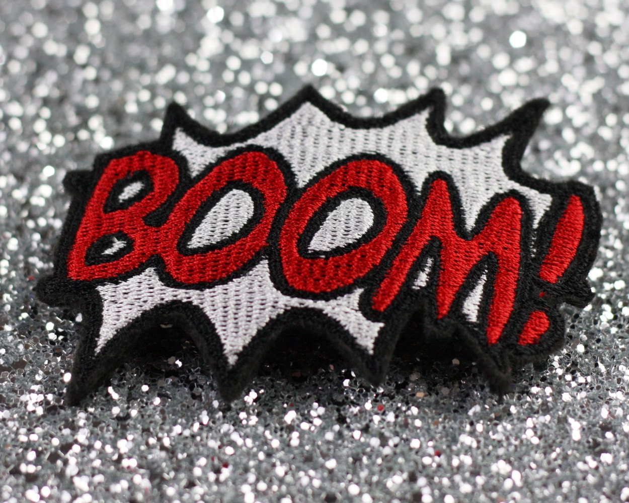 BOOM Hair Clip, Comic Book Hair Barrette, White and Red
