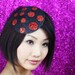 Glitter Spots Fascinator, Black with Red Glitter Spots in Straw