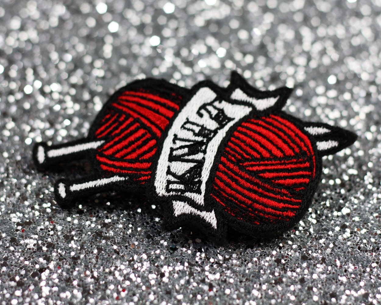 Knit Hair Clip, Tattoo Style Ball of Yarn Hairclip, Red -