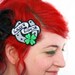 Hair Clip, Retro Tattoo Style, Lady Luck Barrette, Four Leaf Clover & Horse Shoe