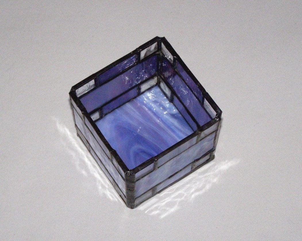 Blue-Purple Stained Glass Candle Holder