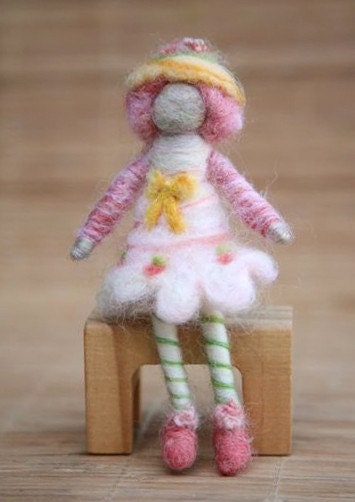 Needle Felted Peach Blush - Strawberry Shortcake Character  - Original design by Borbala Arvai, made to order