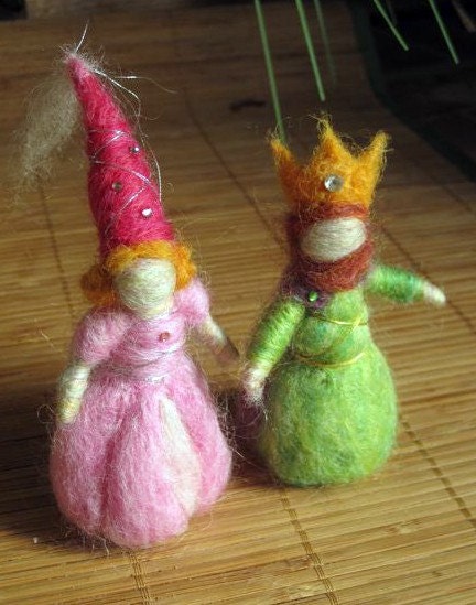 Needle Felted King and Queen, Waldorf Inspired (2 figures)  Original design by Borbala Arvai, READY to ship