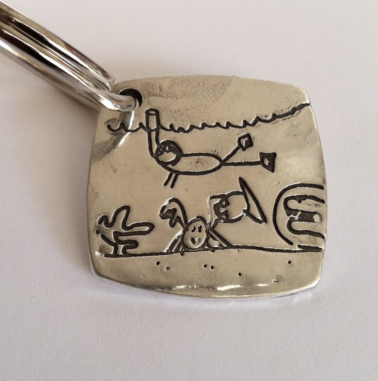 Your Childs Artwork Key Fob or Pendant-Favorite Things to Do Series-Solid Silver-made to order-click to see more images