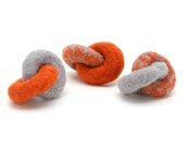 Lynks Felted Wool Cat Toys - Set of 3 (Orange-Silver)