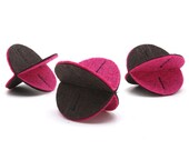 Felt Rollers Cat Toys - Set of three (Chocolate and Raspberry)