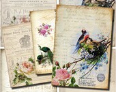 INSTANT DOWNLOAD diGiTal CollAge SheeT PeAcoCk POsTCaRD PrintAble DiGitAl CollAge SheEt ScrApBookinG KiT, No. 36