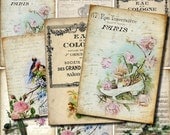 INSTANT DOWNLOAD diGitAl CollAge Sheet PriNtaBle doWnLoAd AtC AcEO BackGrouNds HaNdWriting OrNate FrAmes Owl sHabby roSes, No. 37