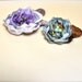 Pastel spring flower hair clips in lavenders and robin's egg blue  with matching centers