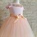 Princess Flower Girl Tutu in vintage pink with toffee ribbon. Reserved for Marina.