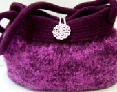 Knit Wool Felted Shoulder Bag, Felted Wool Purse, Felted Wool Handbag, Fabric Lined Wool Purse Orchid, Pink, Purple