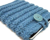 Knit IPad Sleeve Blue, Knit Tablet Sleeve, Knit Notebook Case,  Blue