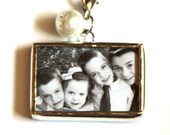 Custom Photo Soldered Charm Pendant 1 X 1.5 And Custom Reverse Image - YOU CHOOSE with 24" Silver Color Link Chain