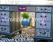 Custom Painted Vintage Pedestal Desk - MADE TO ORDER
