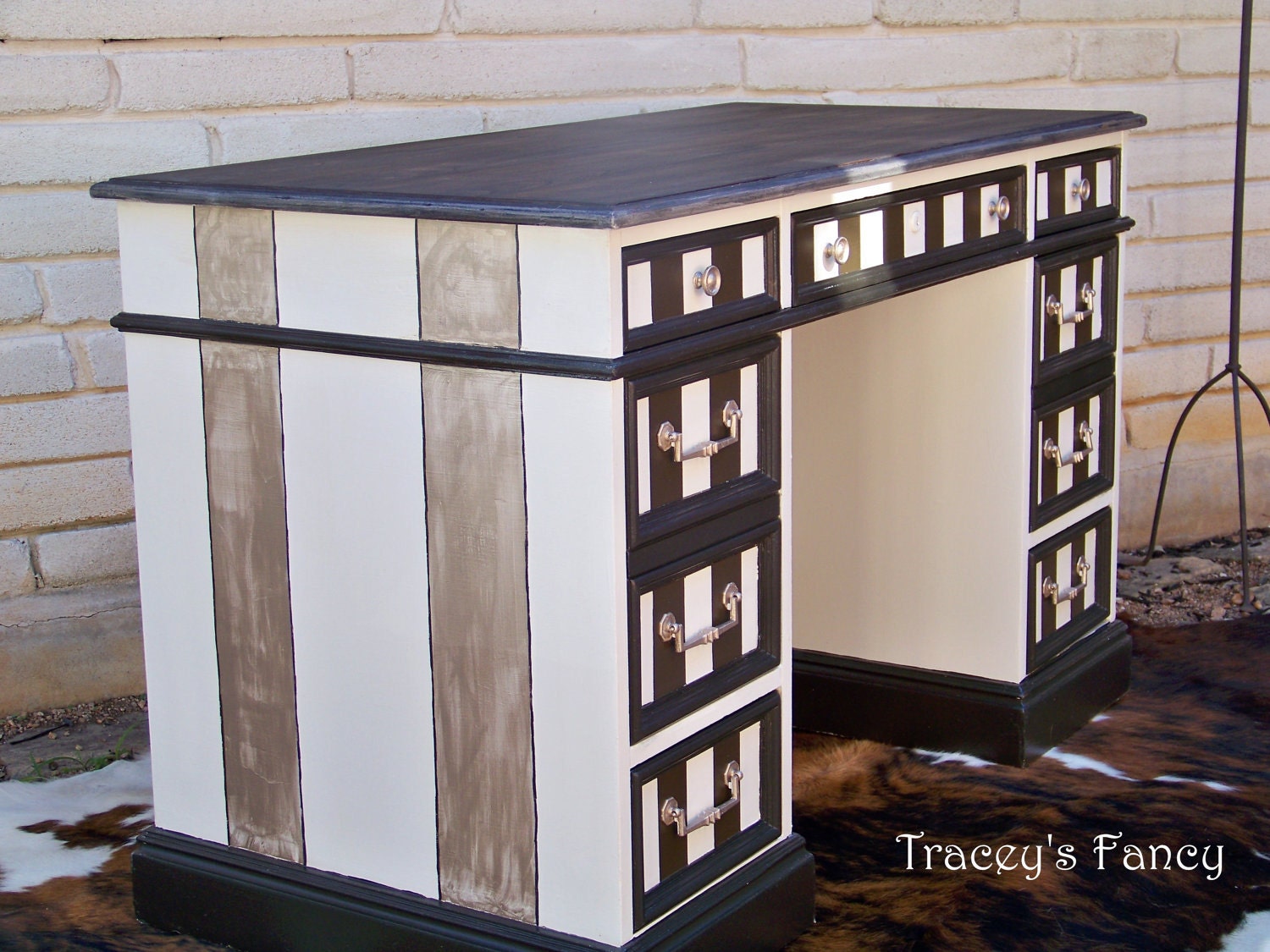 Custom Painted Pedestal Desk - MADE TO ORDER