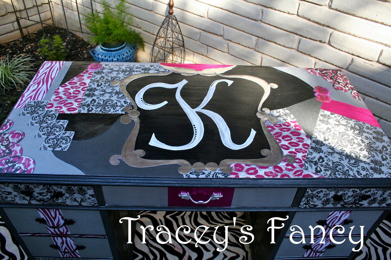 Custom Painted Vintage Pedestal Desk - MADE TO ORDER
