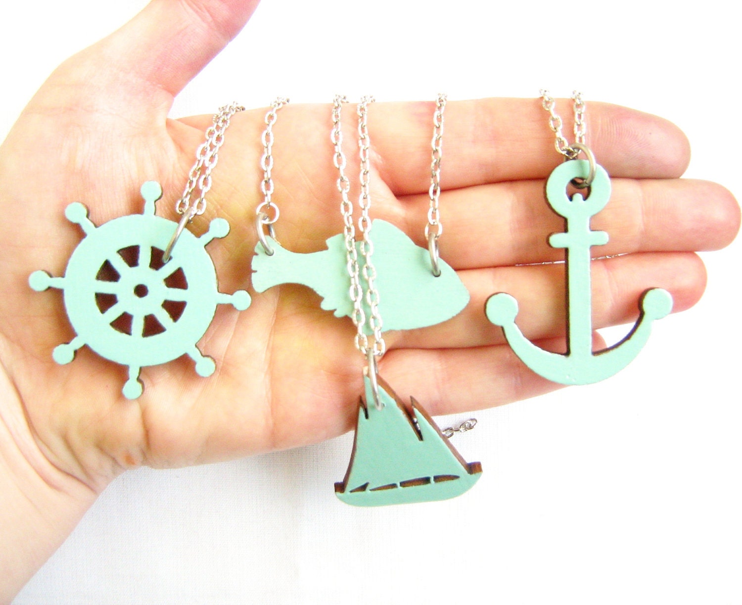 CLEARANCE SALE - Fish necklace - handmade wood pendant charm necklace