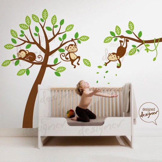 Tree Wall Decal Wall Sticker - Monkeys on Tree Decal - dd1050