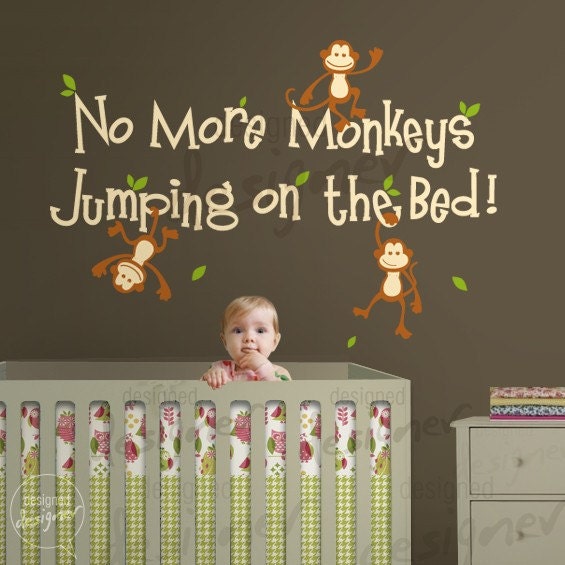 No More Monkeys Jumping On The Bed - dd1028 Vinyl Sticker Wall Decal Kids Children Nursery