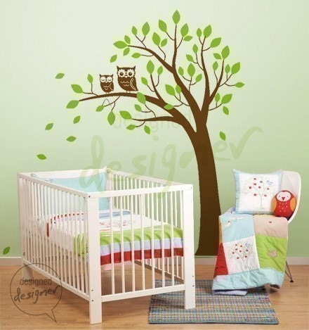 Tree Wall Sticker Wall Decal Nursery Decal - Owls on Big Tree Decal - dd1039 children wall decal