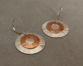 Handmade sterling silver and copper dangle earrings