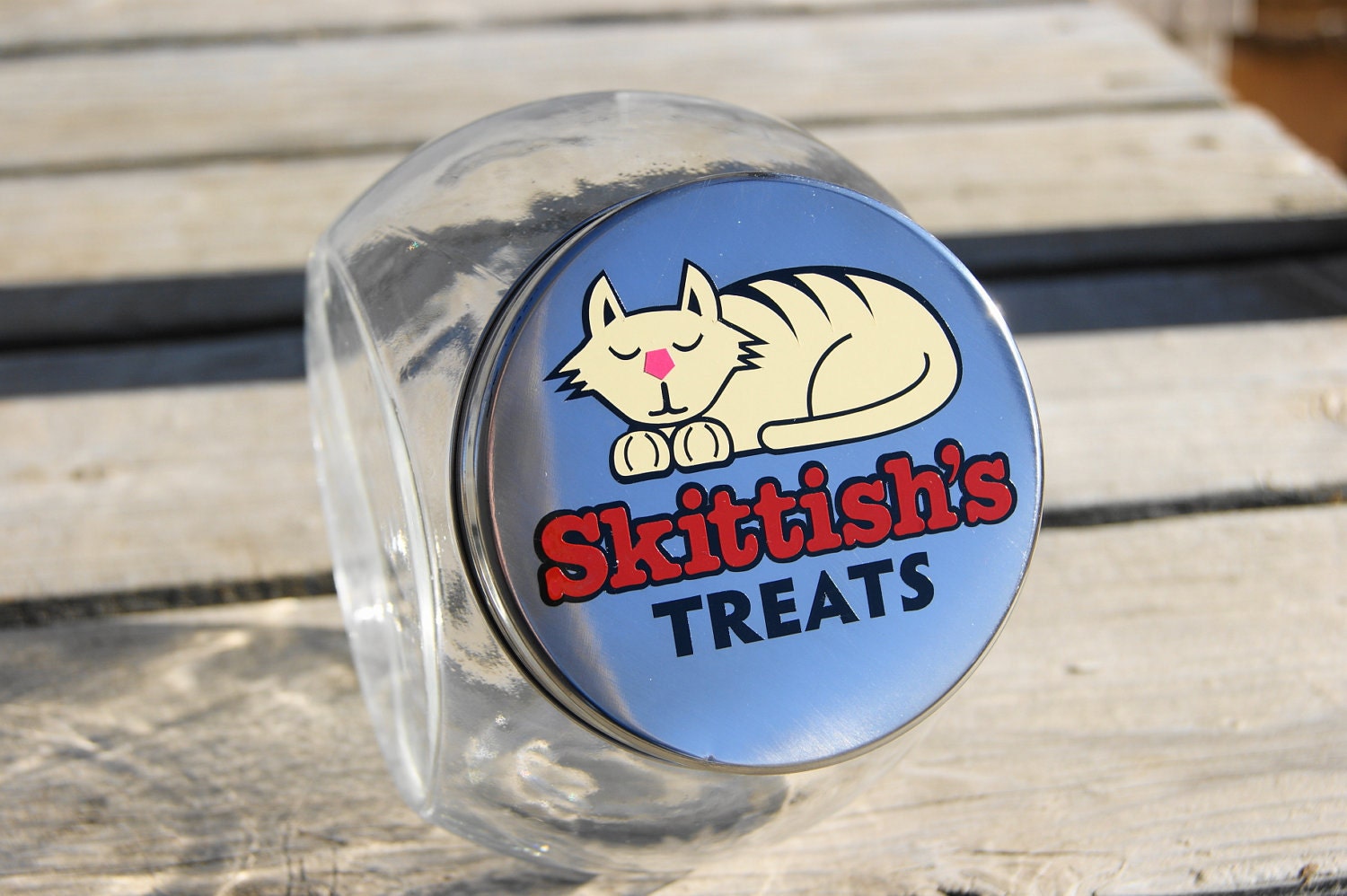 Personalized Custom Glass Cat or Kitten Tilt Treat Jar Kitty