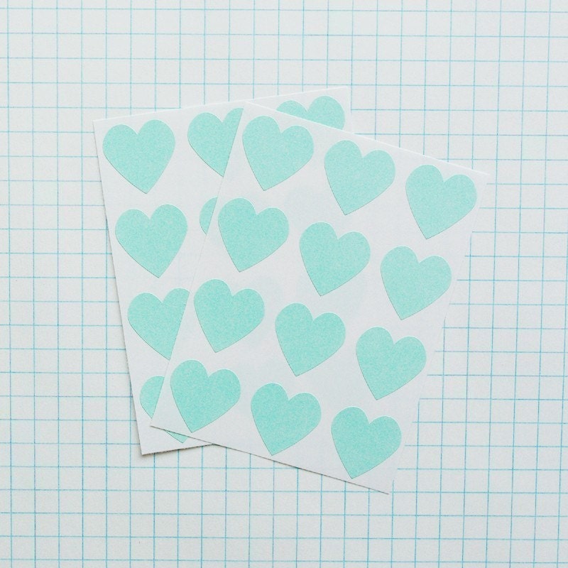 Green Heart Envelope Seal Stickers - Set of 24