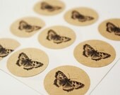 Butterfly Envelope Seal Stickers in Brown Kraft - Set of 24