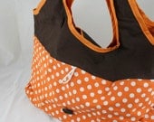 Fold up Travel, Market Tote in Orange and Brown by Nstarstudio