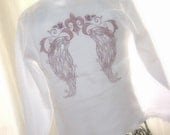 Girls Angel Wing Tshirt with Sequins White - FrivolTees Original