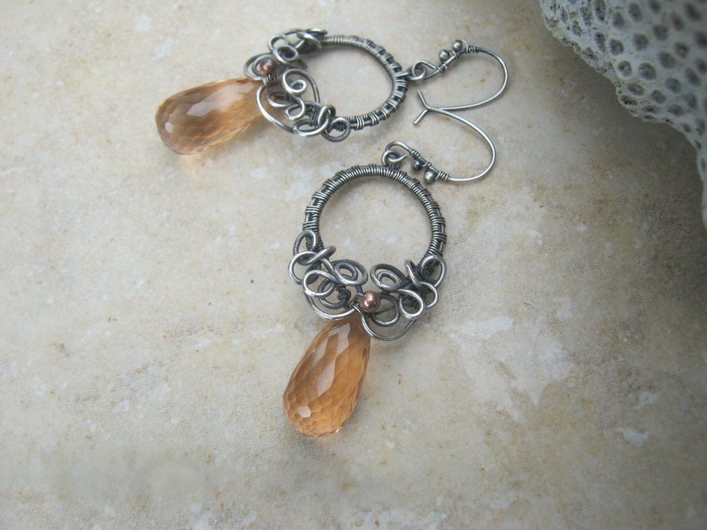 Morganite earrings in sterling silver