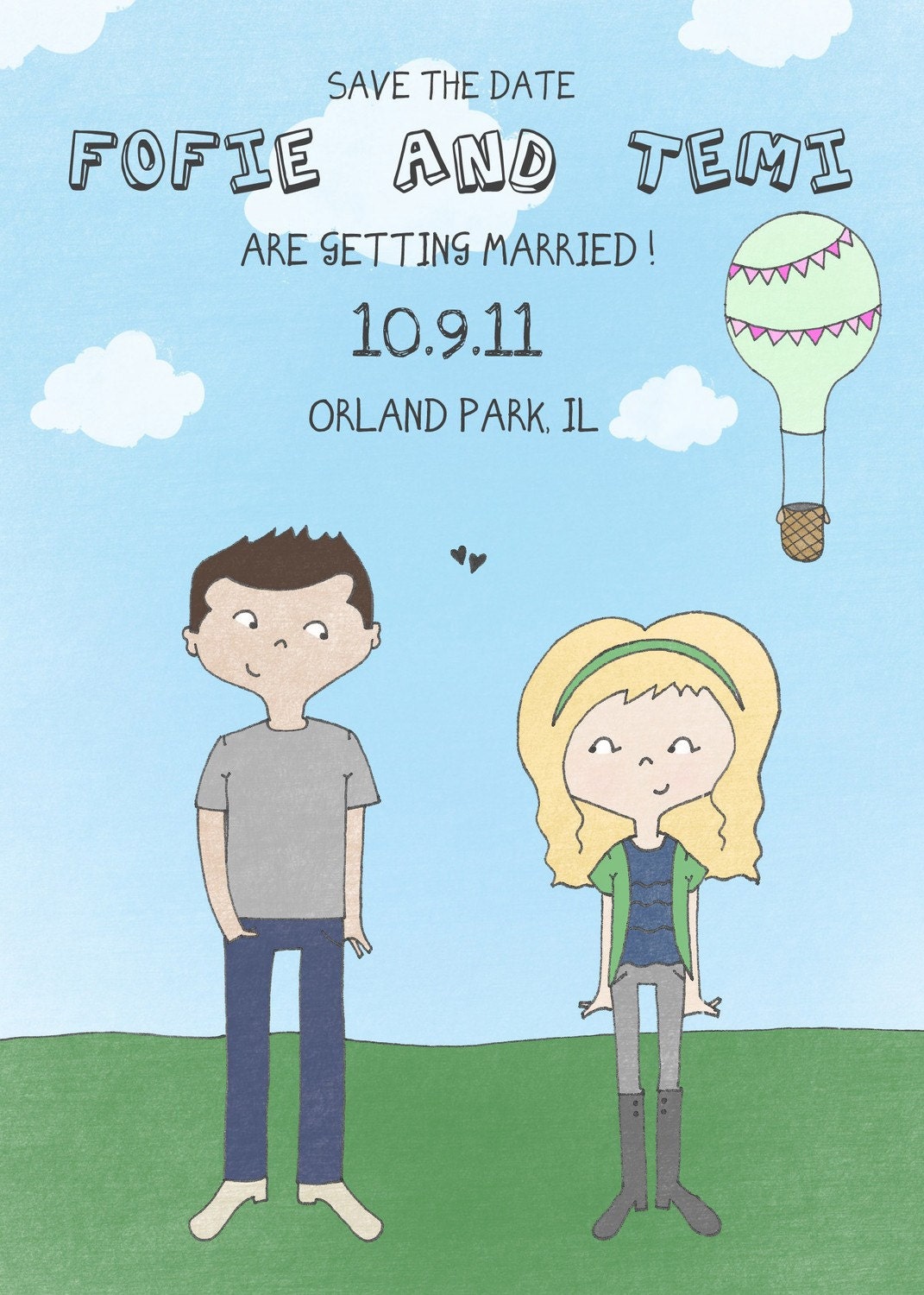 Semi Custom Hot Air Balloon Love is in the Air Save the Date