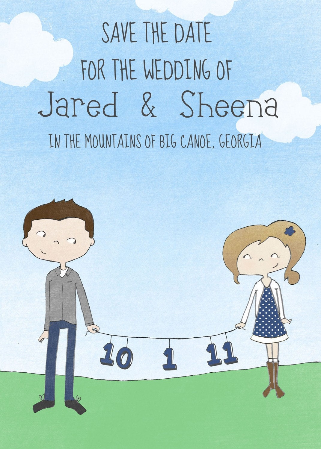 Semi Custom - Cute Illustrated Save the Date DIY PRINTABLE