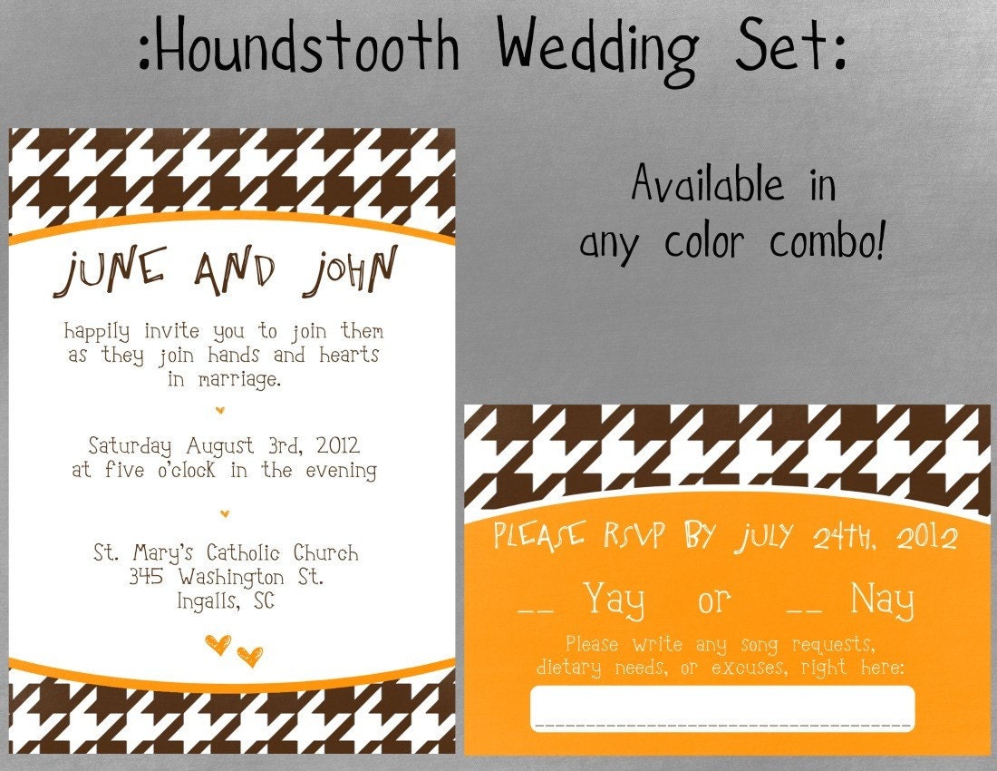 Houndstooth Wedding Invitation Set PRINTABLE