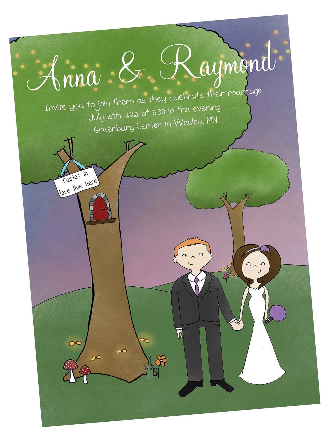 Semi Custom Woodland Fairy Invitation DIY PRINTABLE