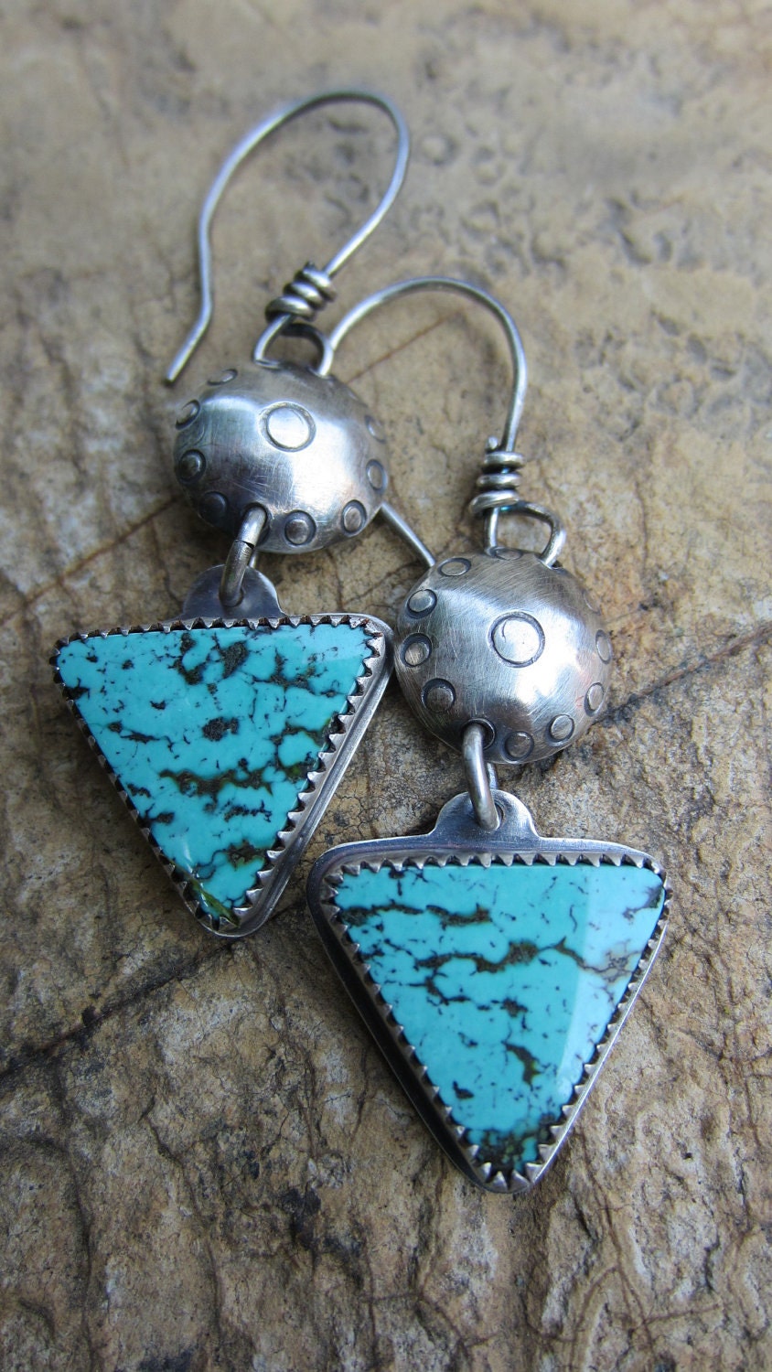 Southwest Style Turquoise and Sterling Silver Dangle Earrings