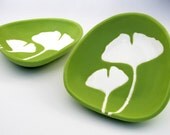 Dipping dish - ginkgo in chartreuse