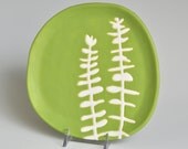 appetizer or dessert plate - eucalyptus in chartreuse green - home decor and serving dish - hopejohnson