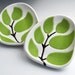 set of 2 ceramic dipping dishes - leaves in chartreuse green - hostess gift or housewarming gift