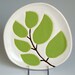 set of 3 ceramic dishes - leaves in chartreuse green - ceramic and pottery