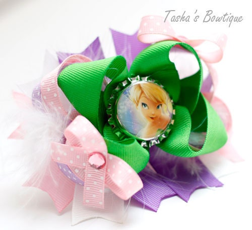 Tinkerbell Toddler Funky Over The Top Hair Bow