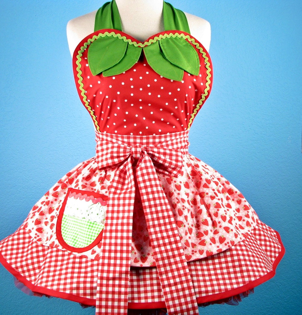 Strawberry Shortcake Baby Doll Womens Apron -- Made to Order