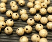 30 pcs - Stardust Glitter Brass Round Beads - 8mm