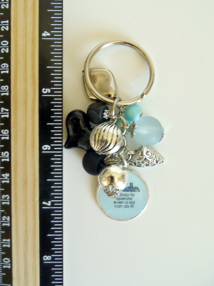 Grandmother's Light Blue and Black Cluster Key Chain or Charm