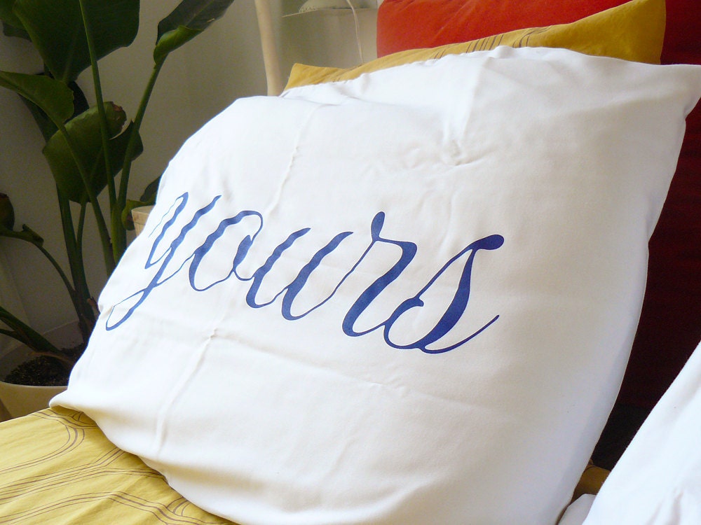 Yours And Mine Pillowcases - Wedding Gift - Mr and Mrs - His and His - Hers and Hers - White Egyptian Cotton
